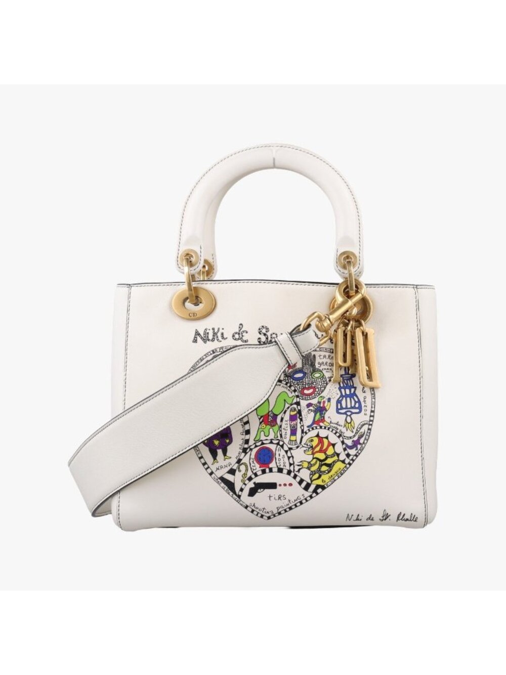 Dior Niki de Saint Phalle White Multicolor Leather Handbag